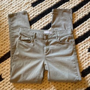 Loft Pale Greenish Gray Cropped Skinny Jeans EUC